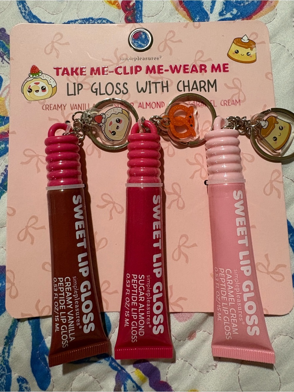 Sweet Lip Gloss Trio - Pink & Red Shades with Charm